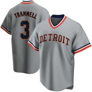 Men's Detroit Tigers Alan Trammell Gray Road Cooperstown Collection Jersey