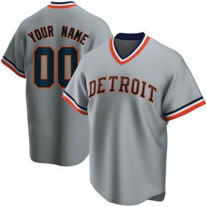 Men's Detroit Tigers Custom Gray Road Cooperstown Collection Jersey