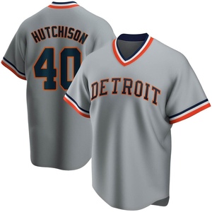 Men's Detroit Tigers Drew Hutchison Gray Road Cooperstown Collection Jersey