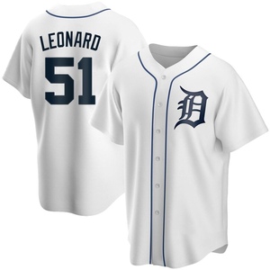 Men's Detroit Tigers Eddys Leonard Replica White Home Jersey