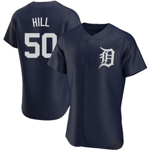 Men's Detroit Tigers Garrett Hill Authentic Navy Alternate Jersey