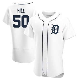 Men's Detroit Tigers Garrett Hill Authentic White Home Jersey