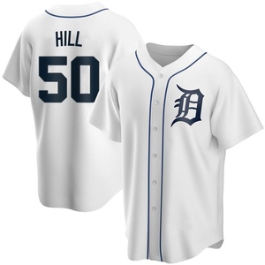 Men's Detroit Tigers Garrett Hill Replica White Home Jersey