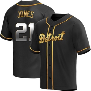 Men's Detroit Tigers Jacoby Jones Replica Black Golden JaCoby Jones Alternate Jersey