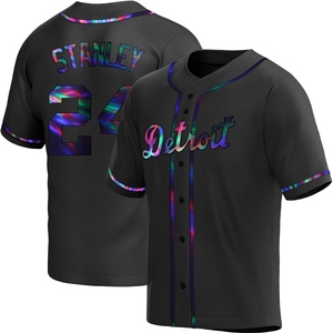 Men's Detroit Tigers Mickey Stanley Replica Black Holographic Alternate Jersey