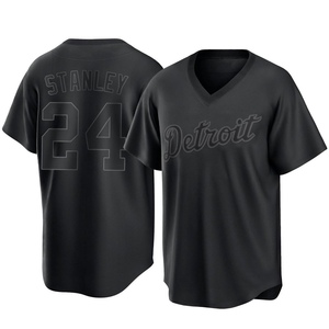 Men's Detroit Tigers Mickey Stanley Replica Black Pitch Fashion Jersey