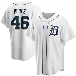 Men's Detroit Tigers Wenceel Perez Replica White Home Jersey