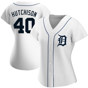 Women's Detroit Tigers Drew Hutchison Replica White Home Jersey