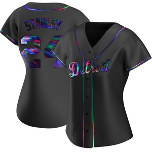 Women's Detroit Tigers Mickey Stanley Replica Black Holographic Alternate Jersey